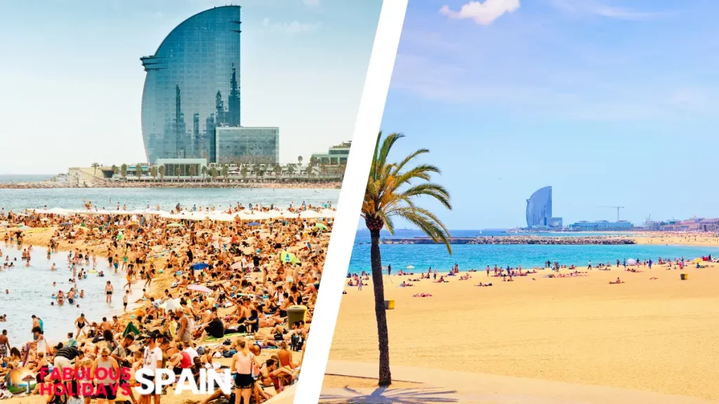 Crowds on the Barcelona beach